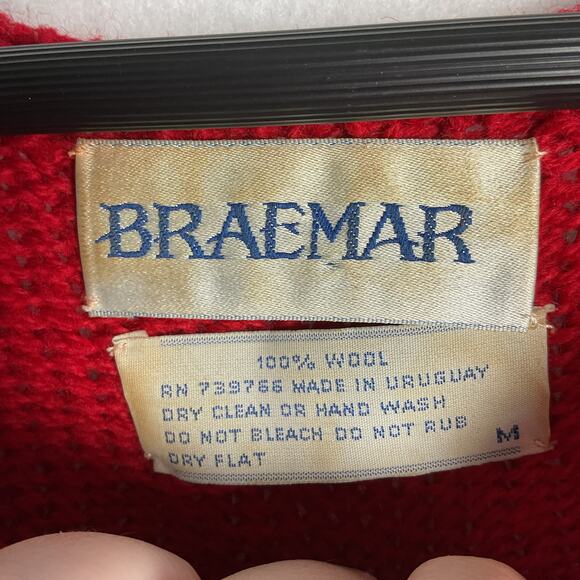 Braemar Vintage Wool Sweater Christmas Hunting Dog Design Medium Hand Knit - Picture 6 of 10